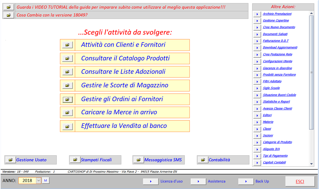 Esempio di grafica del menu principale